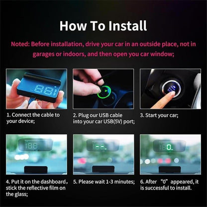 🏆🚗 Head-Up Display Car GPS Digital Speedometer – HUD for Cars, Trucks & Motorcycles