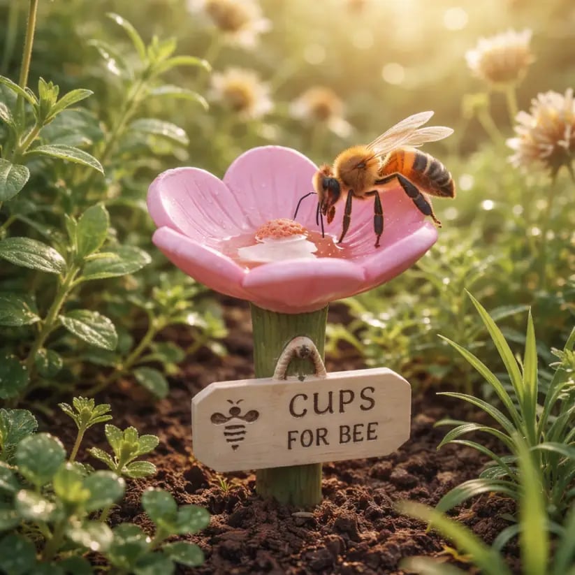🌸Flower-Shaped Resin Bee Watering Station🐝