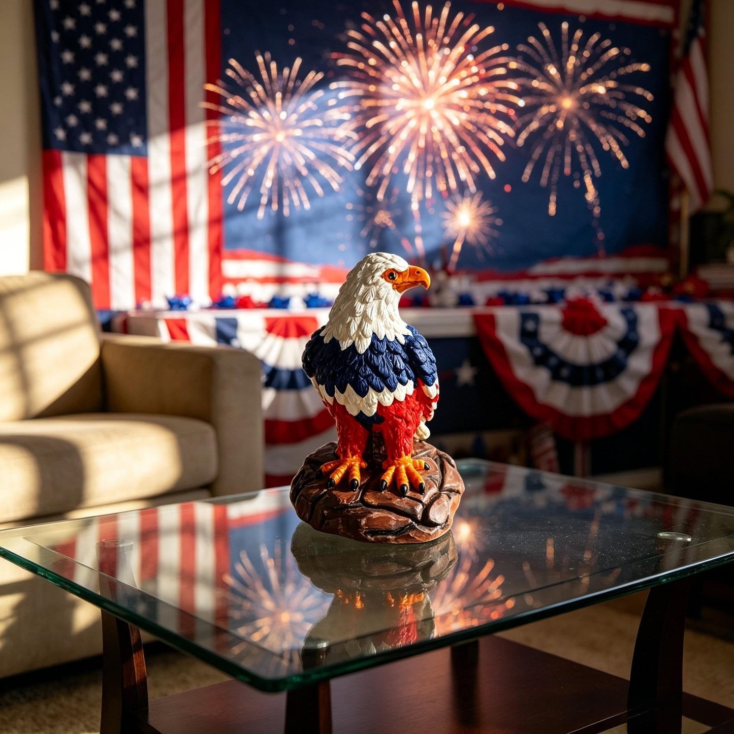 ⚡️Independence Day 🦅🌙U.S. 250th Eagle Stained Glass Table Lamp✨