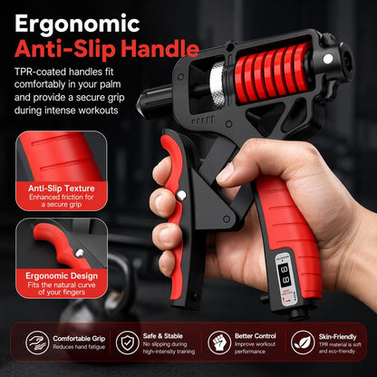 Adjustable Grip Strengthener with Digital Counter-5-165KG Heavy Resistance Hand & Forearm Trainer