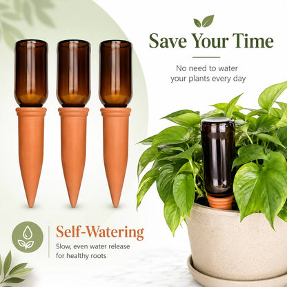 🌱 Terracotta Self-Watering Spikes 💧(Set of 4)