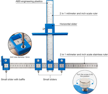 📏Precision Cabinet Hardware Jig - Handle & Pull Drill Guide Template for Door Drawer Installation