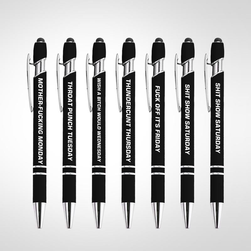 🔥Last Day Promotion 49% OFF💝Funny Stress-Relief Daily Quotes Metal Ballpoint Pen Set (7 Pcs) | 🎁Office Christmas Gift Exchange