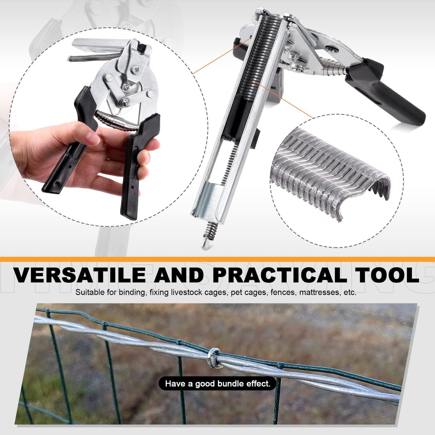 TYIIPLUS™ M-Type Hog Ring Pliers Kit – Semi-Automatic Spring-Loaded Fence & Cage Repair Tool