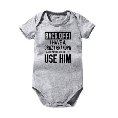 "Back Off! I Have a Crazy Grandpa or Grandma" Print  Baby Bodysuit