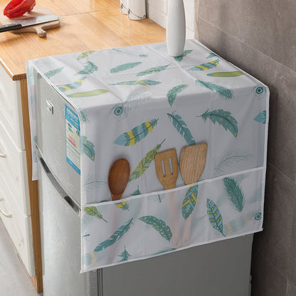 🌸 Waterproof Print Fridge Dust Cover with Storage Pockets, 3 Sizes for Fridge & Microwave