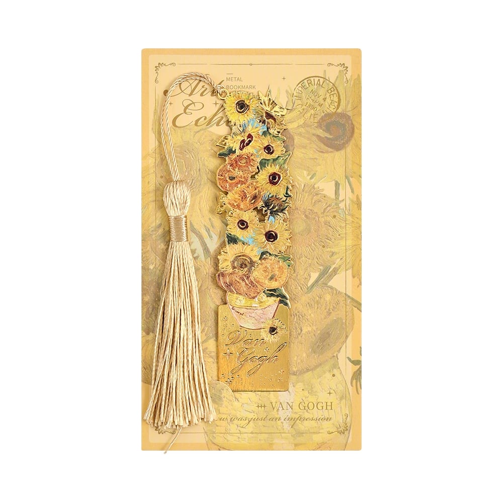 📚✨ 8-Piece Gold Metal Bookmark Set with Tassel – Van Gogh & Monet Inspired Gift for Book Lovers 🎨