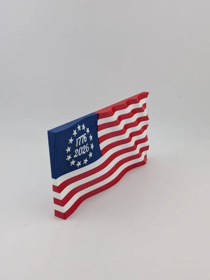 5.5" USA 250th Anniversary Articulated Waving Flag with Internal Magnets