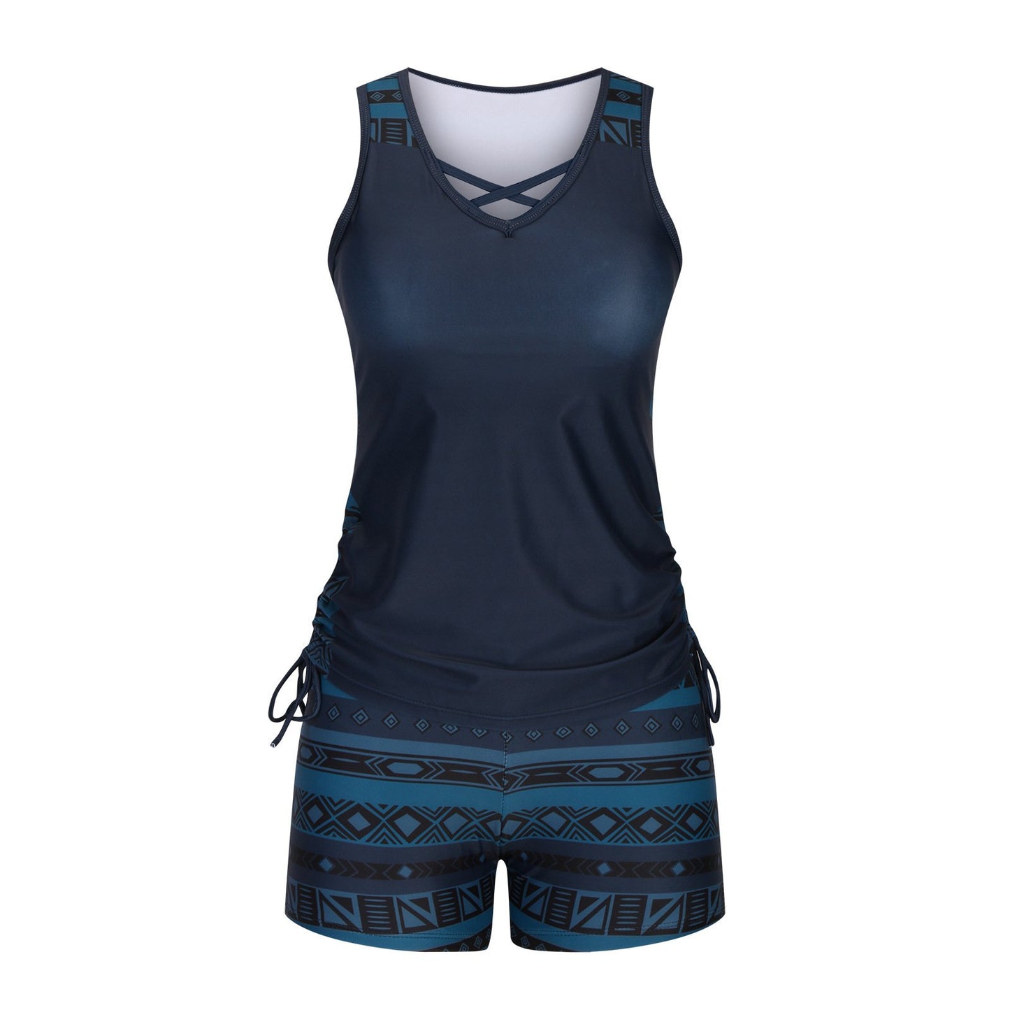 Women's Tummy Control Tankini Set with Built-In Bra – Flattering Boho Swimwear with Shorts🔥