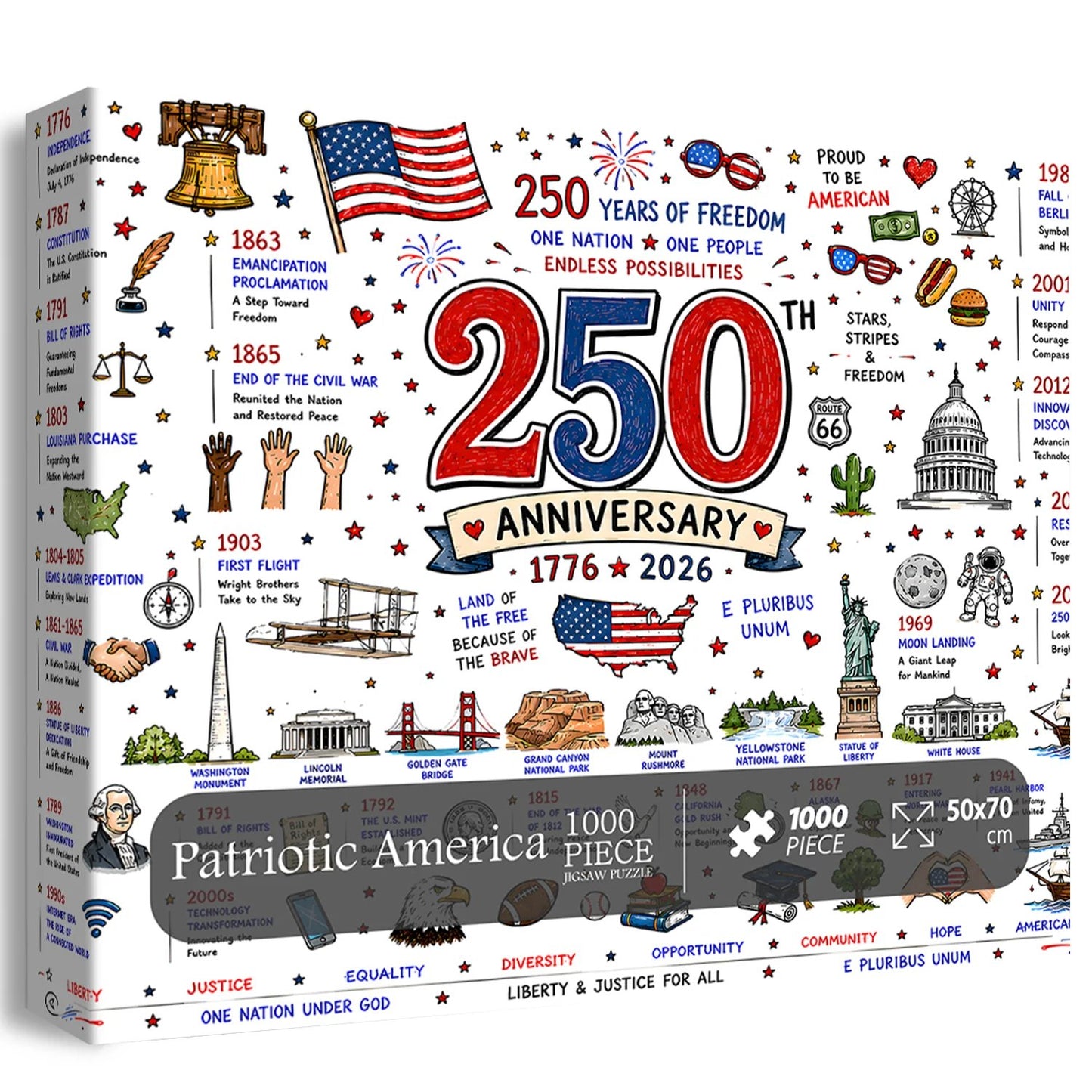 🧩 Patriotic America Jigsaw Puzzle 1000 Pieces 🎁