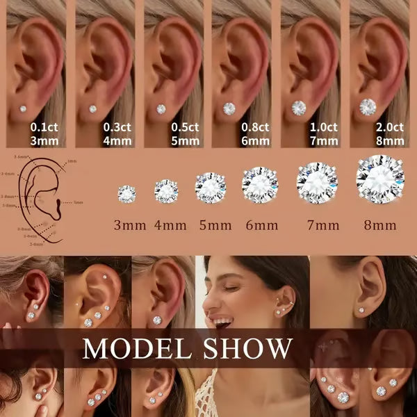 🎁💎Classic Stud Earrings Set Lightweight Hypoallergenic Everyday Shine Confidence