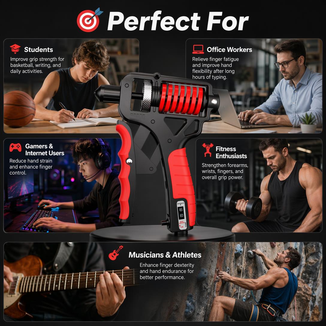 Adjustable Grip Strengthener with Digital Counter-5-165KG Heavy Resistance Hand & Forearm Trainer