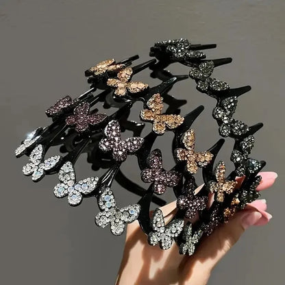 Wavy Crystal Headband Set, Plain Unisex Hair Accessory