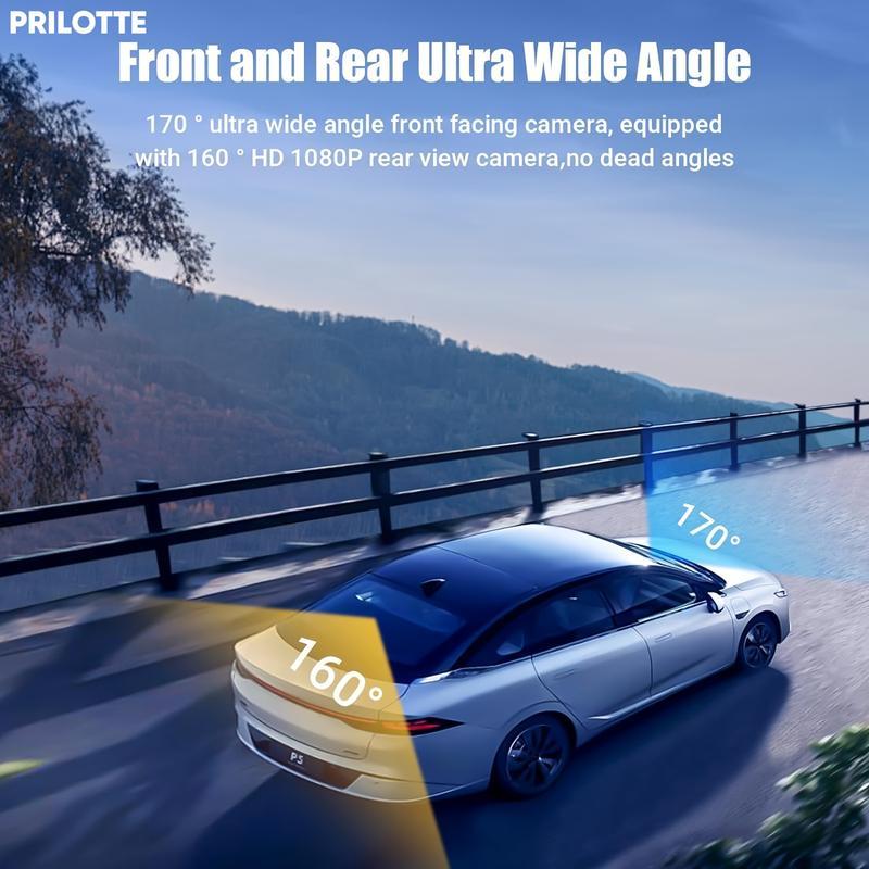 HD 1080P Dashcam with Three Lenses, Loop Recording and 3.5-inch IPS Screen