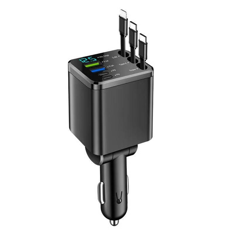 🚗 7-in-1 Retractable Fast Car Charger with Voltage Display – USB-C, Fast Charging & Essential for Daily Use 📱