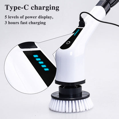 🧽⚡Electric Rotating Cleaning Brush | 7 Brush Heads · 300 RPM · IPX5 Waterproof · 2500mAh Long Battery Life · Makes Housework a Breeze