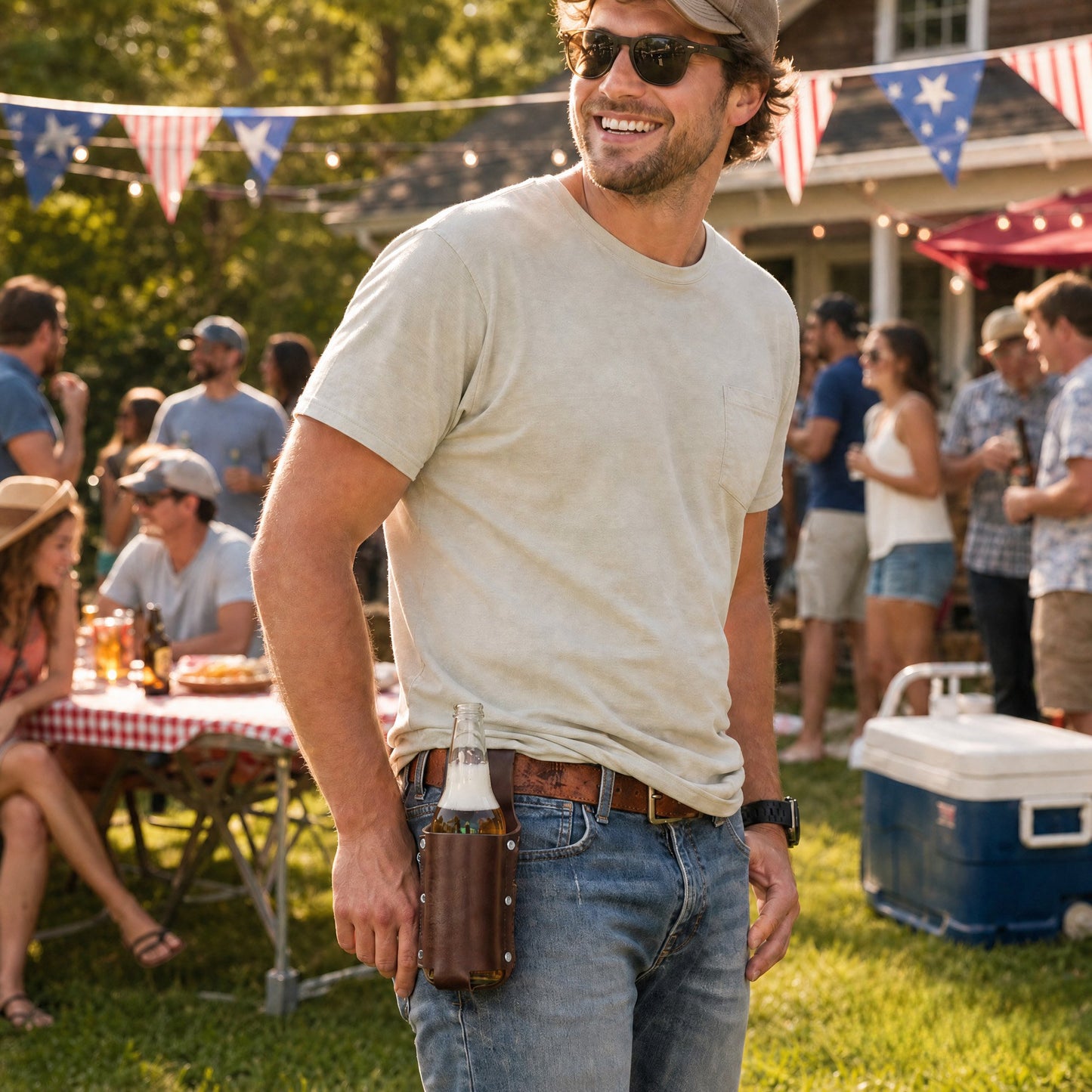 🍺PortaBeer Belt Beer Bottle Leather Holster – 🥩Hands-Free Drink Waist Holder