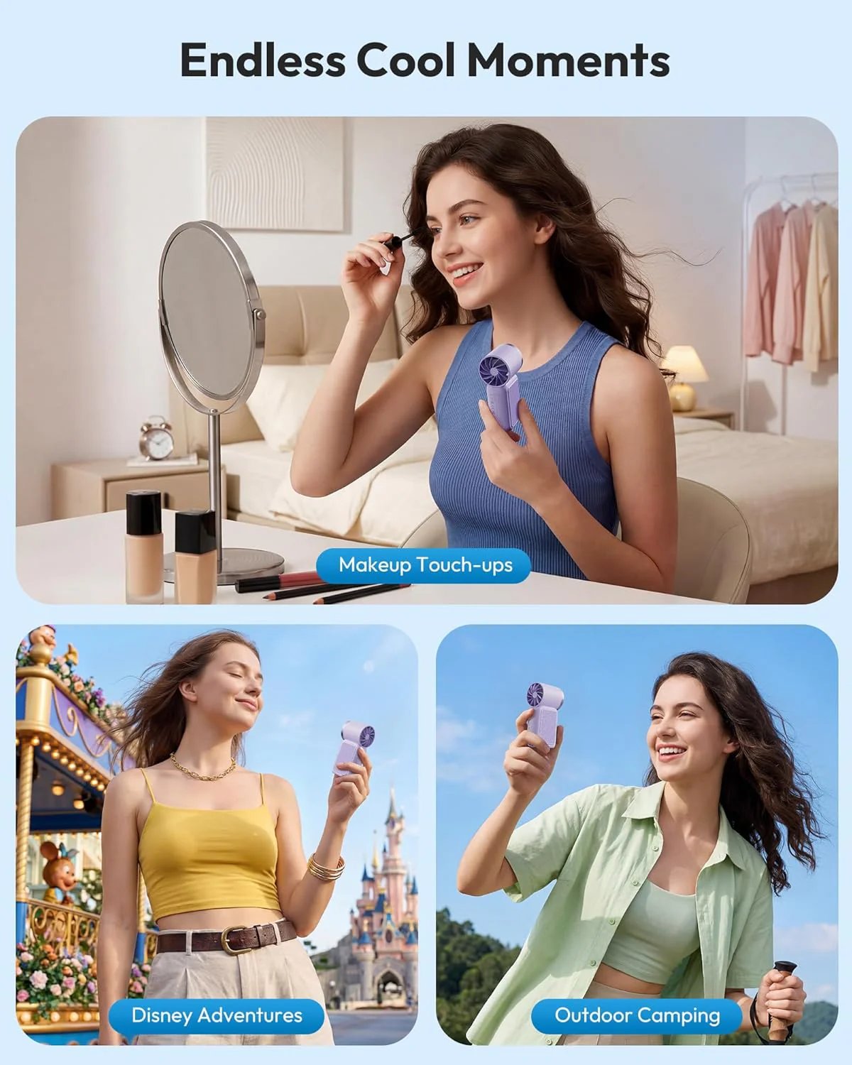 🥳2026 HOT SALE🥳💞❄️ ! Turbo Handheld Fan, 6 speeds, LED display. 3000mAh battery 🌬️✨