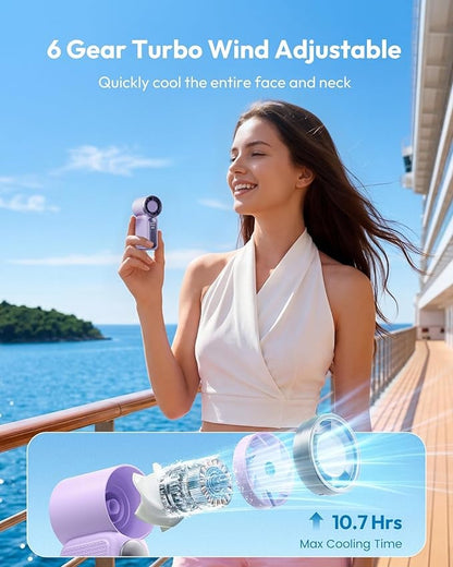 🥳2026 HOT SALE🥳💞❄️ ! Turbo Handheld Fan, 6 speeds, LED display. 3000mAh battery 🌬️✨