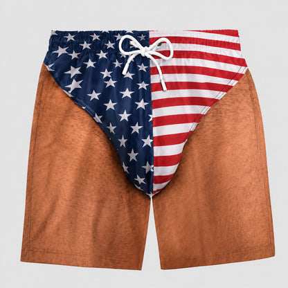 US Funny Patriotic Men’s Swim Trunks – Freedom & Chill Summer Beach Shorts 🏖️😎