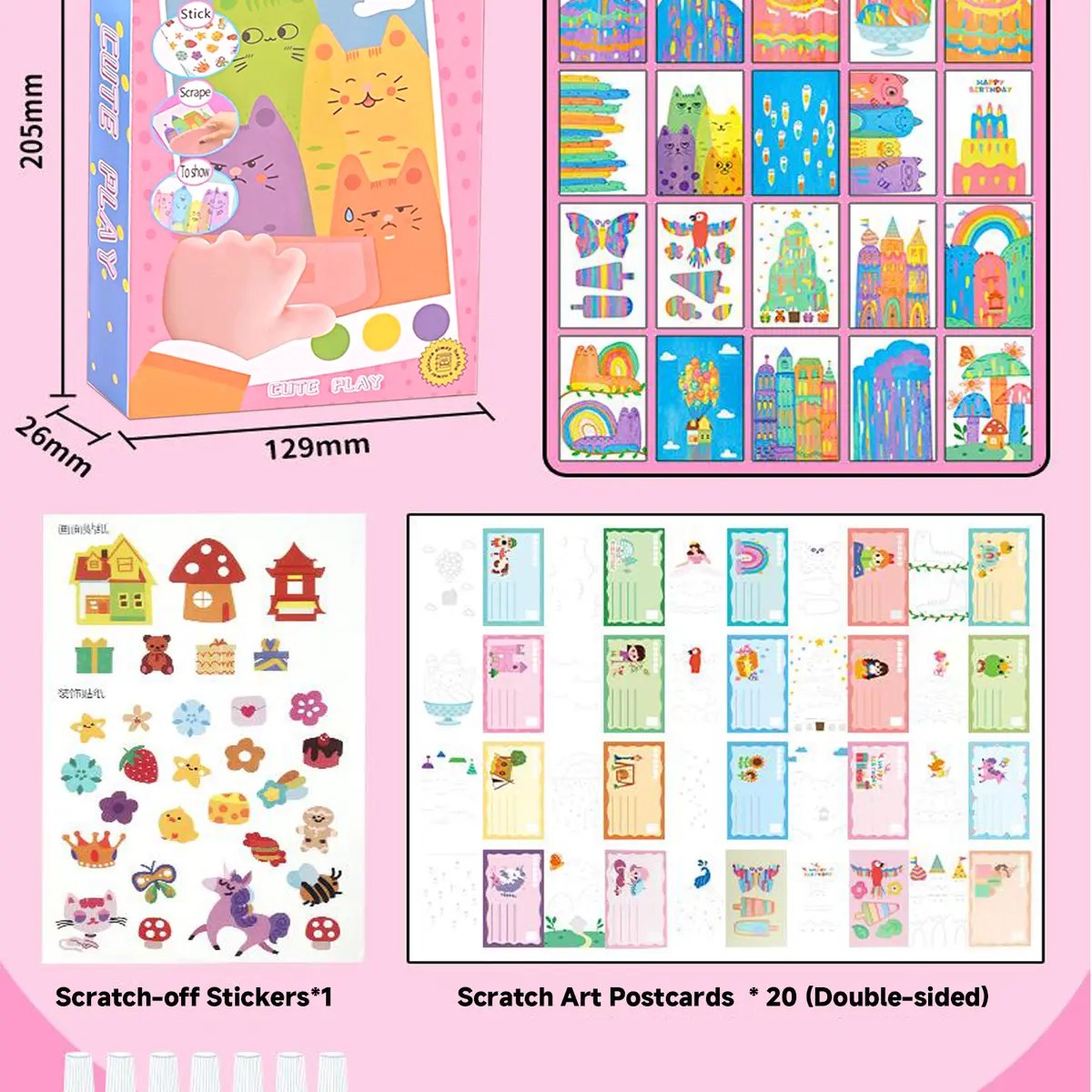 Rainbow Squeeze Art Kit - Creative Scratch & Color Art Set for Kids