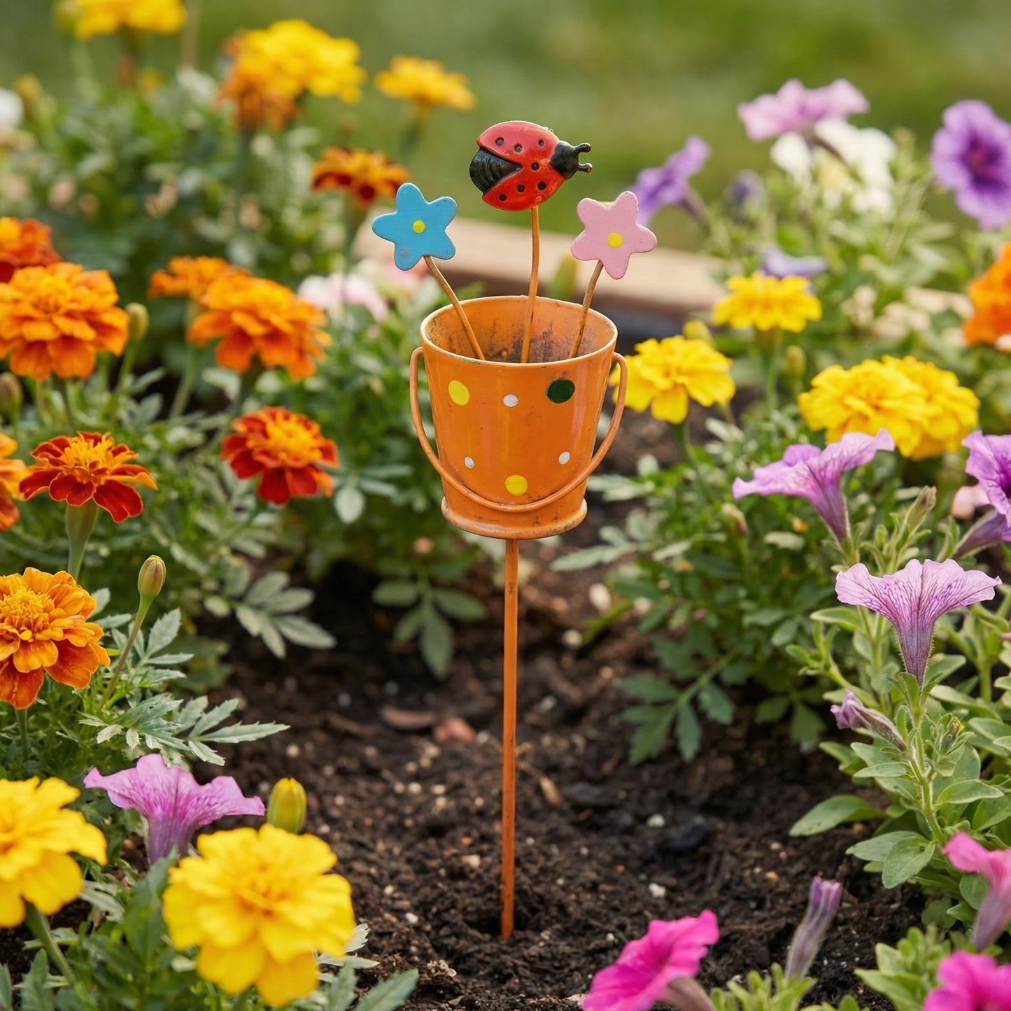 Set of 3 Metal Flower Pot Garden Stakes