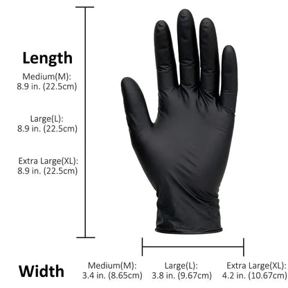 Black Nitrile Gloves, 6mil Heavy Duty Soft Disposable Gloves, 100 Count Latex Free Powder Free Reusable Gloves