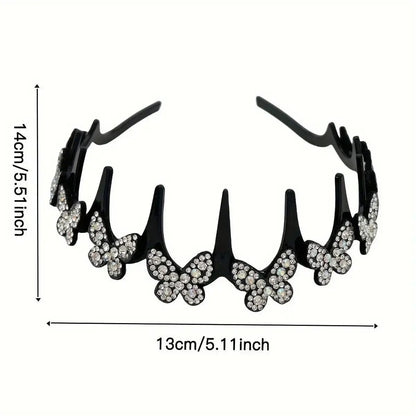 Wavy Crystal Headband Set, Plain Unisex Hair Accessory