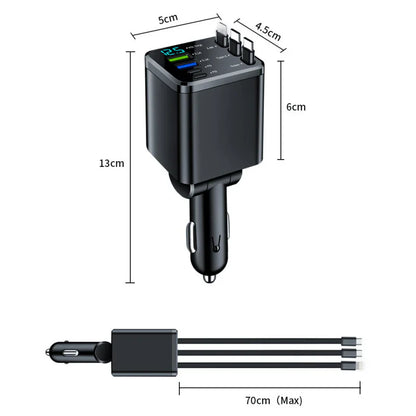 🚗 7-in-1 Retractable Fast Car Charger with Voltage Display – USB-C, Fast Charging & Essential for Daily Use 📱