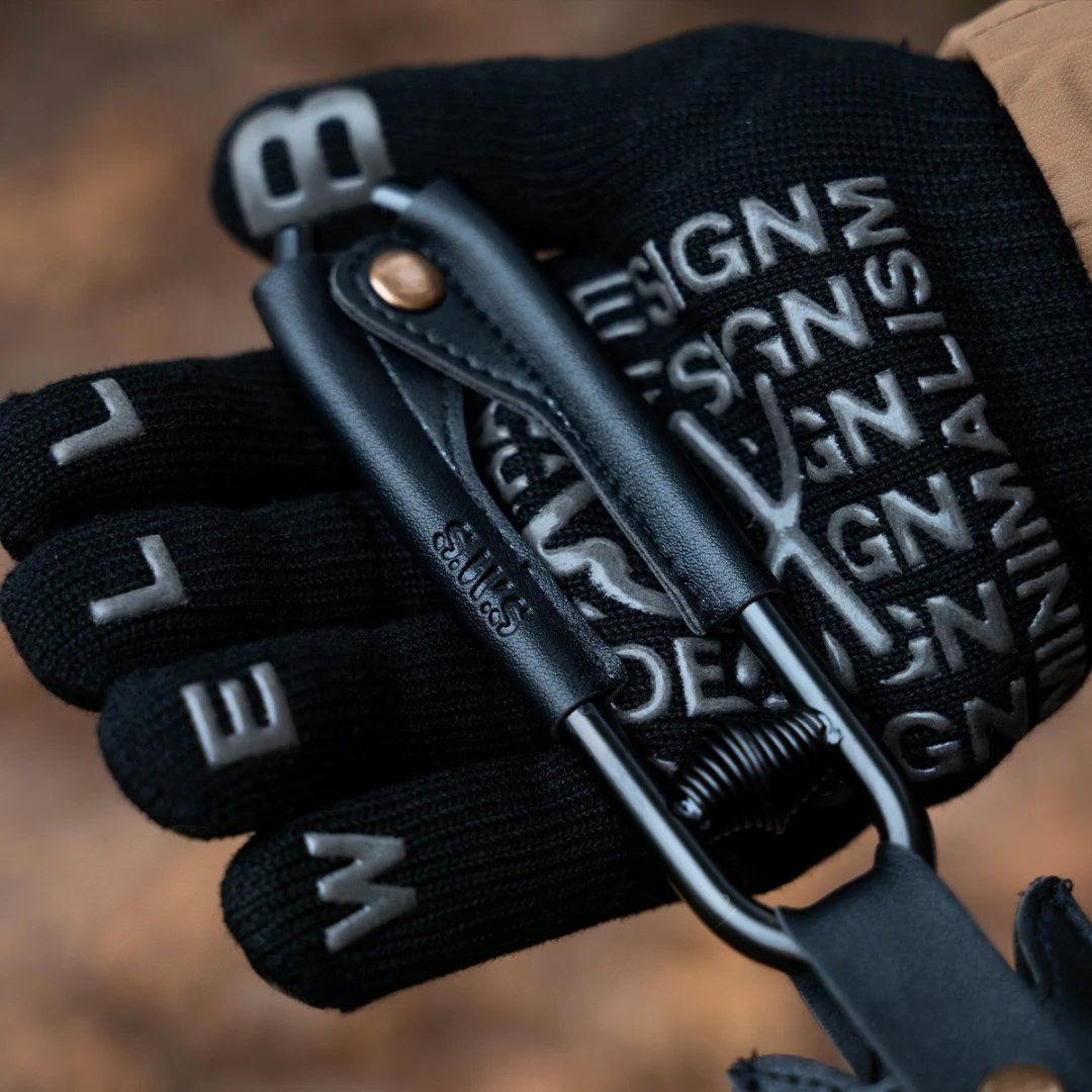 🔥Camping Fire Tongs | Heavy-Duty Carbon Steel | 55cm (21.6") | Leather Sheath | Serrated Grip | Brown/Black Options