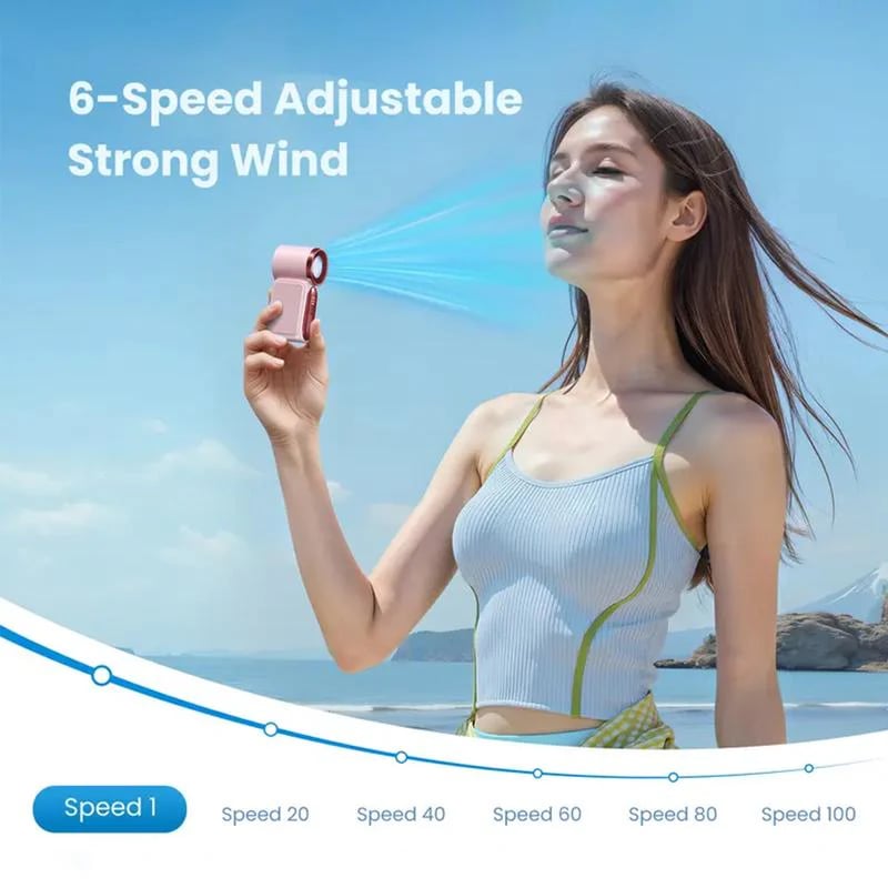 🥳2026 HOT SALE🥳💞❄️ ! Turbo Handheld Fan, 6 speeds, LED display. 3000mAh battery 🌬️✨