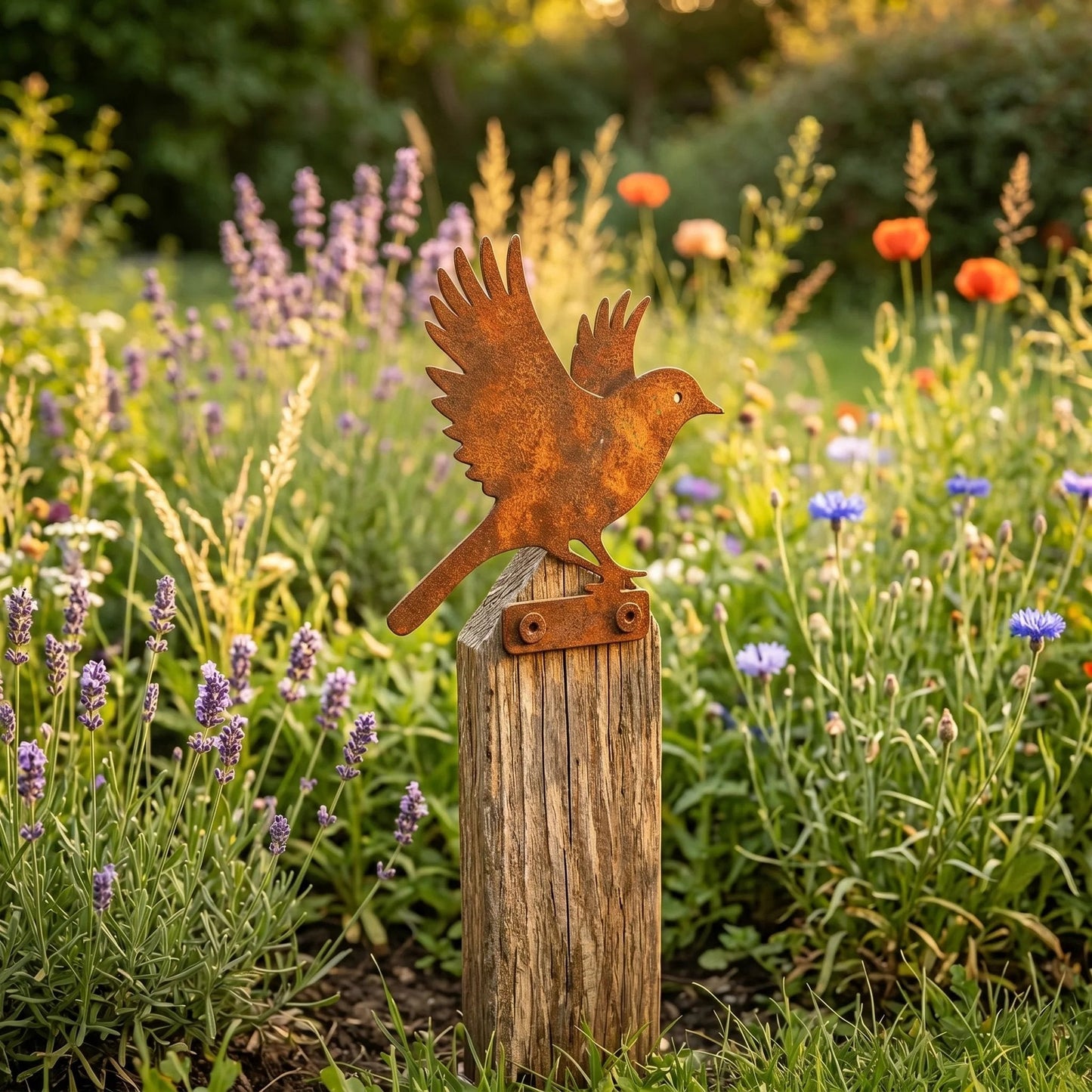 5-Piece Lifelike Rusty Metal Bird Silhouettes Garden Art