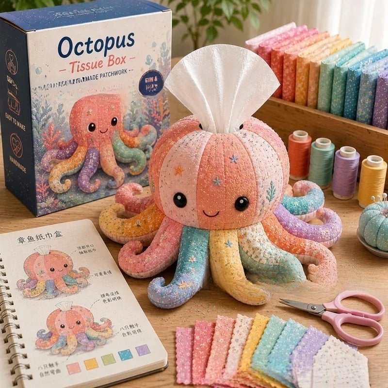 🧵 Quilted sea Animal Tissue Box DIY Kit💖