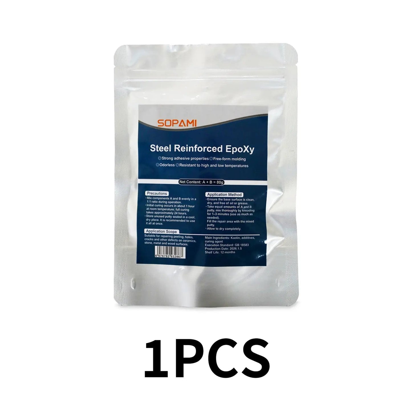 Steel Reinforced Epoxy Putty, Easy Operation, High Strength & Strong Adhesion, Excellent Restoration,