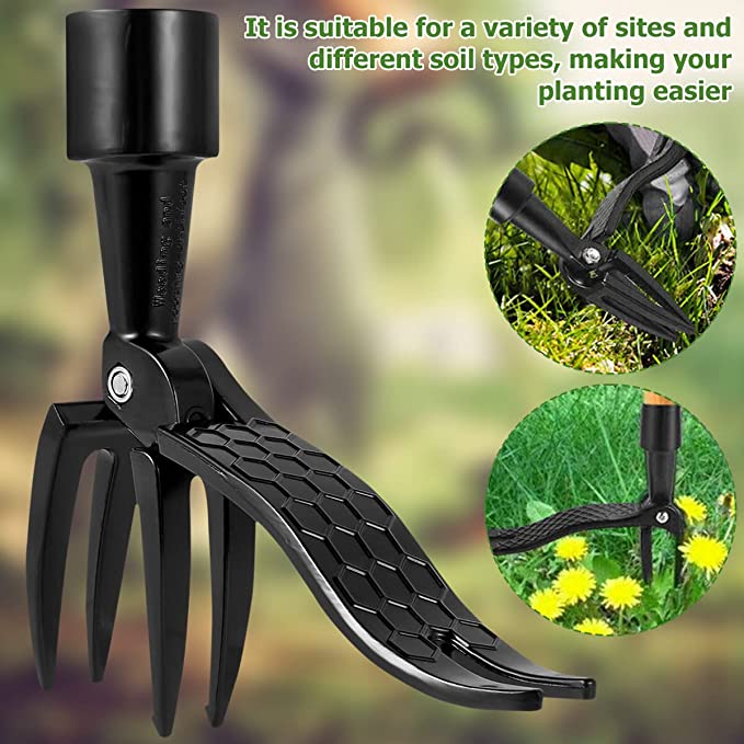 Stand Up Weed Puller Tool with 4-Claw Steel Head
