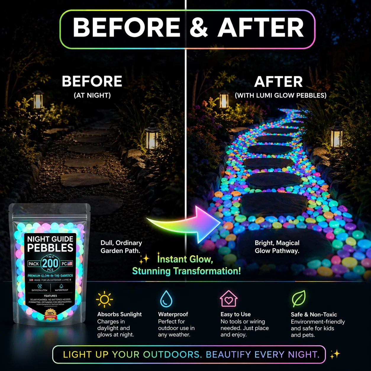 💥49%OFF💥🌈Colorful Glow-in-the-Dark Garden Stones