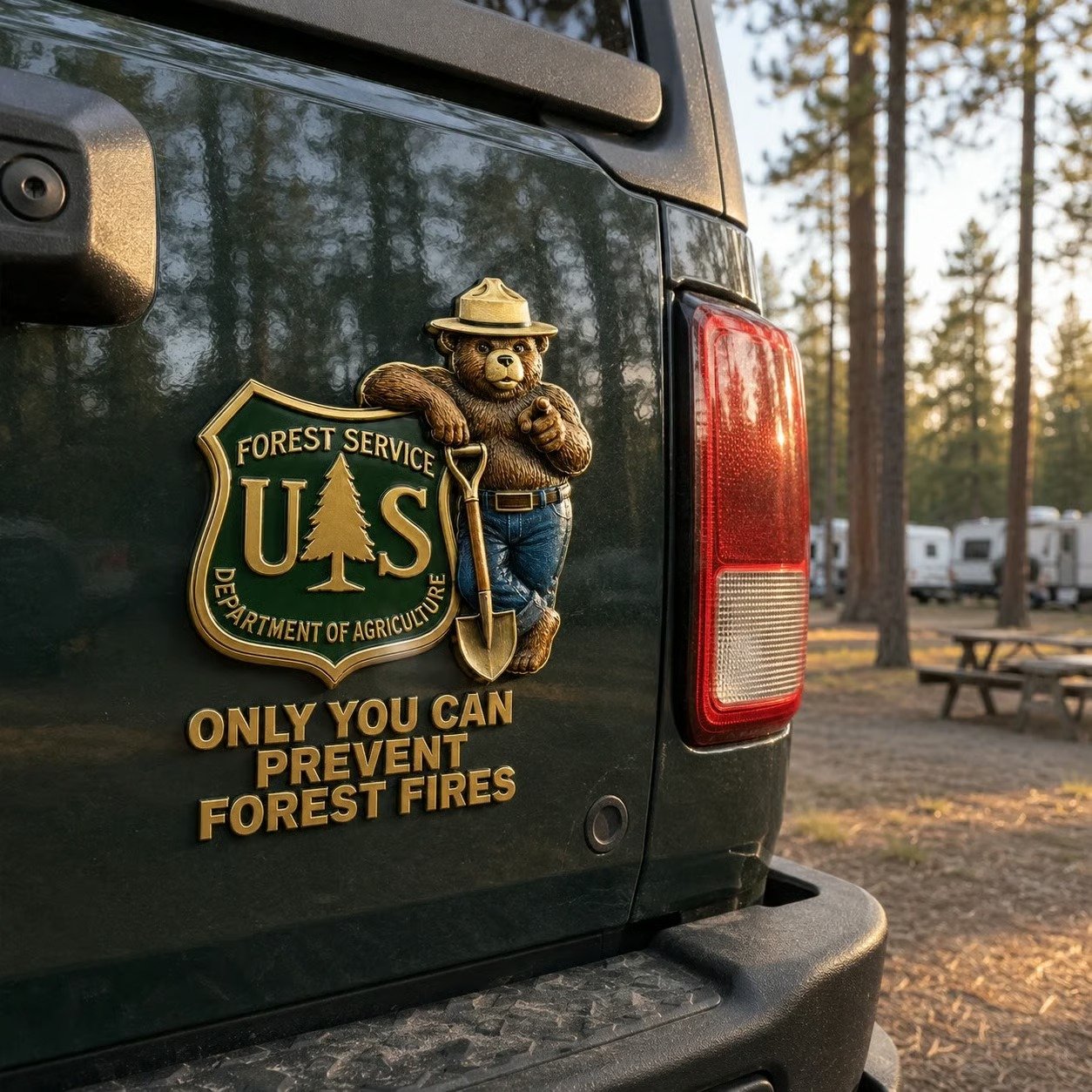 🔥HOT SALE 48% OFF🐻🚗USFS Bear Only You Can Prevent Wildfires Car Emblem Metal Badge🌲✨