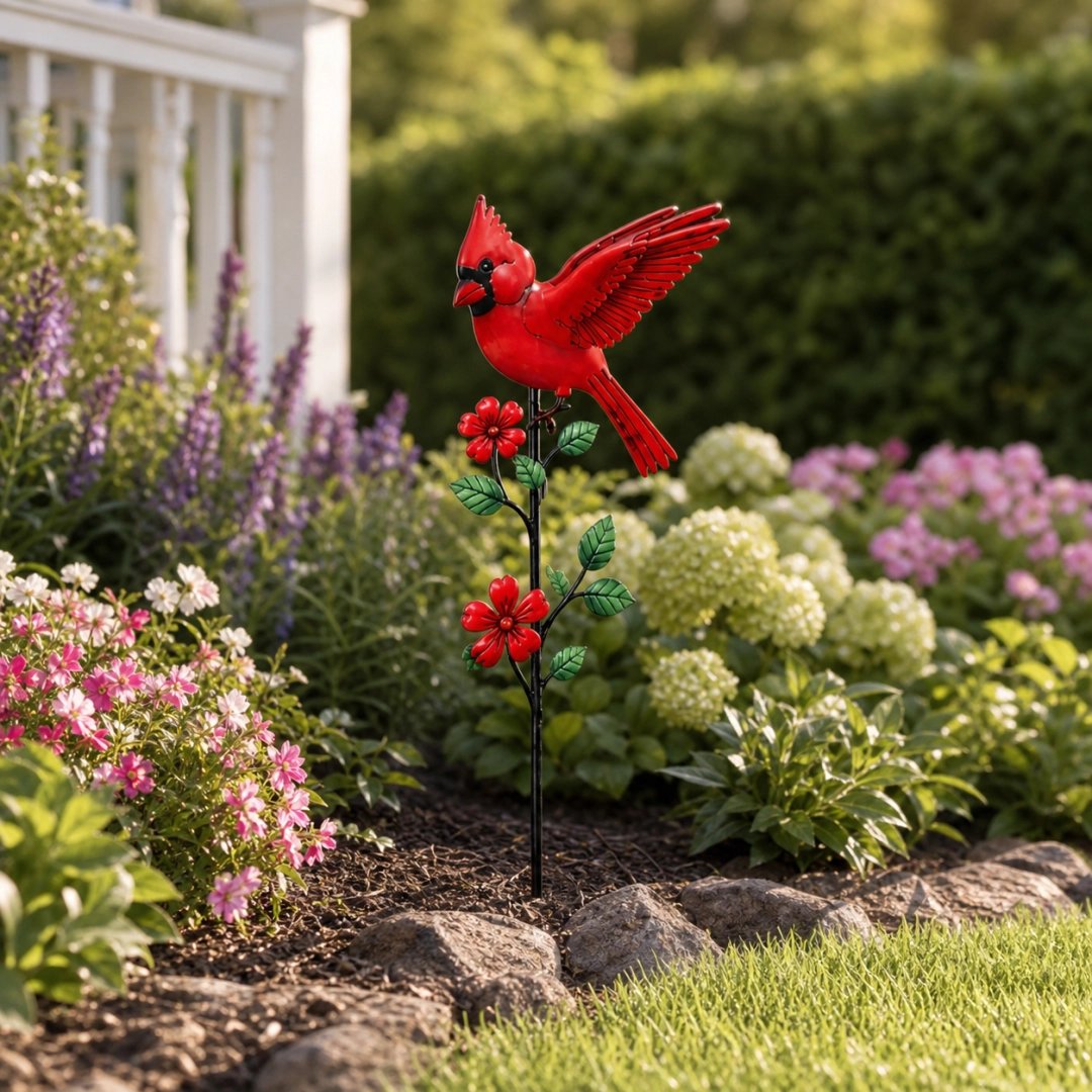 🐦 Red Cardinal Garden Stake Decoration