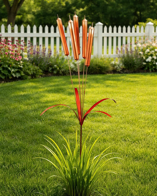 Cattail Wind Chimes Stake Outdoor Decor