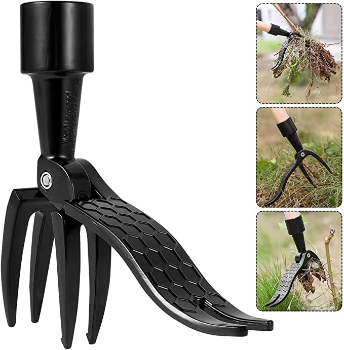Stand Up Weed Puller Tool with 4-Claw Steel Head