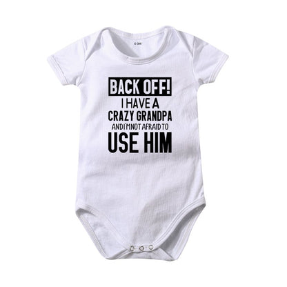 "Back Off! I Have a Crazy Grandpa or Grandma" Print  Baby Bodysuit