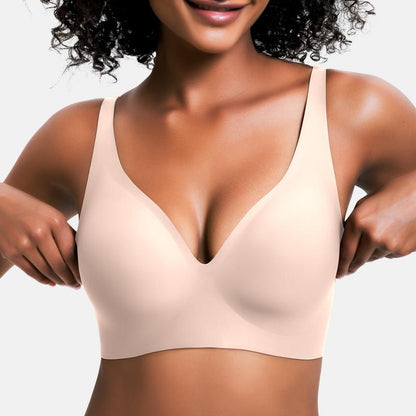 🎁 🔥Womens Comfortable Wireless Bras Push Up Bralettes Seamless Tshirts Bras Deep V Everyday Bras