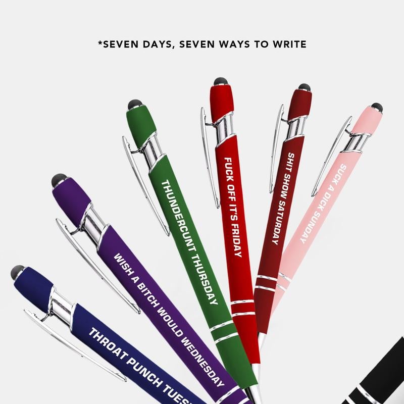🔥Last Day Promotion 49% OFF💝Funny Stress-Relief Daily Quotes Metal Ballpoint Pen Set (7 Pcs) | 🎁Office Christmas Gift Exchange