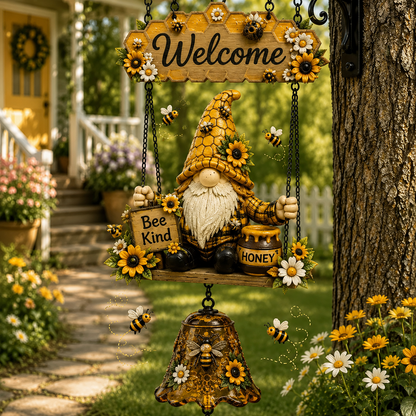 Rustic Garden Gnome Bell Outdoor Decor 🐞🌼
