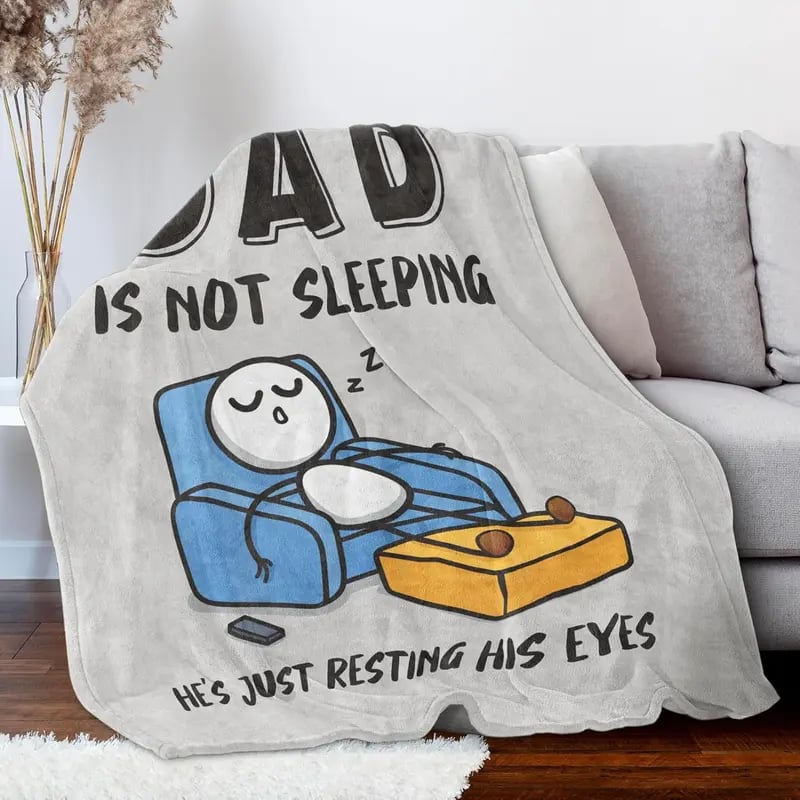 🔥Father's Day🔥Dad Is Not Sleeping Funny Flannel Blanket