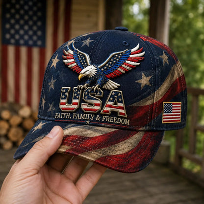 🔥Father's Day 49% OFF - 🇺🇸✨USA Faith, Family & Freedom Cap - Embroidered Edition🧢(Breathable & Lightweight Comfort & Unisex Fit)
