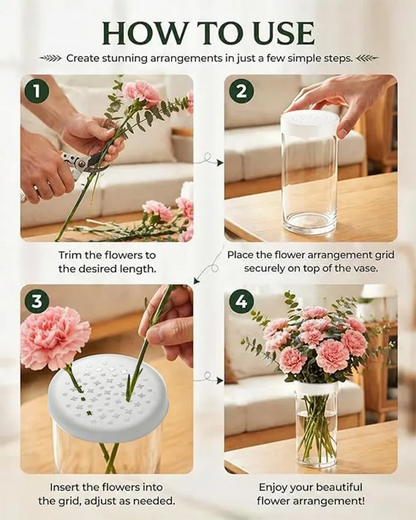 🌸🔥Reusable Silicone Flower Arranging Grid, Stretches Over The Rim of Vase, Self-Grips to Glass, for Easy Flower Arranging.
