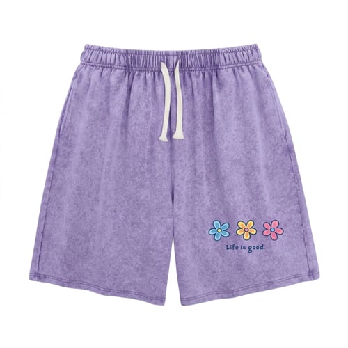 Women's Soft Cotton Blend Washed Floral Shorts, Casual Summer Travel Streetwear Bottoms