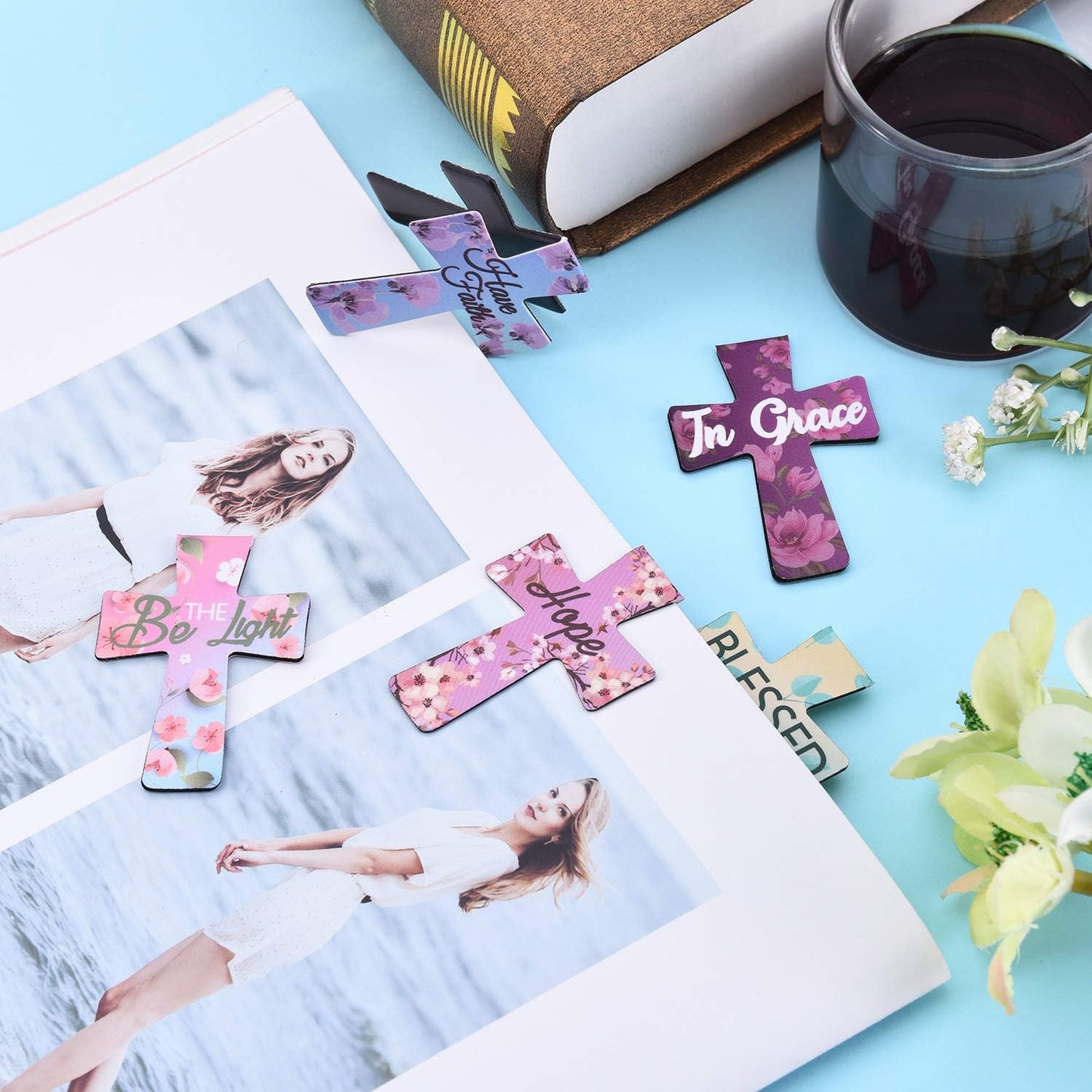 📖16 Pcs Magnetic Cross Bookmarks Gifts for Bible Study, Readers, Teachers, Students🌸✝️