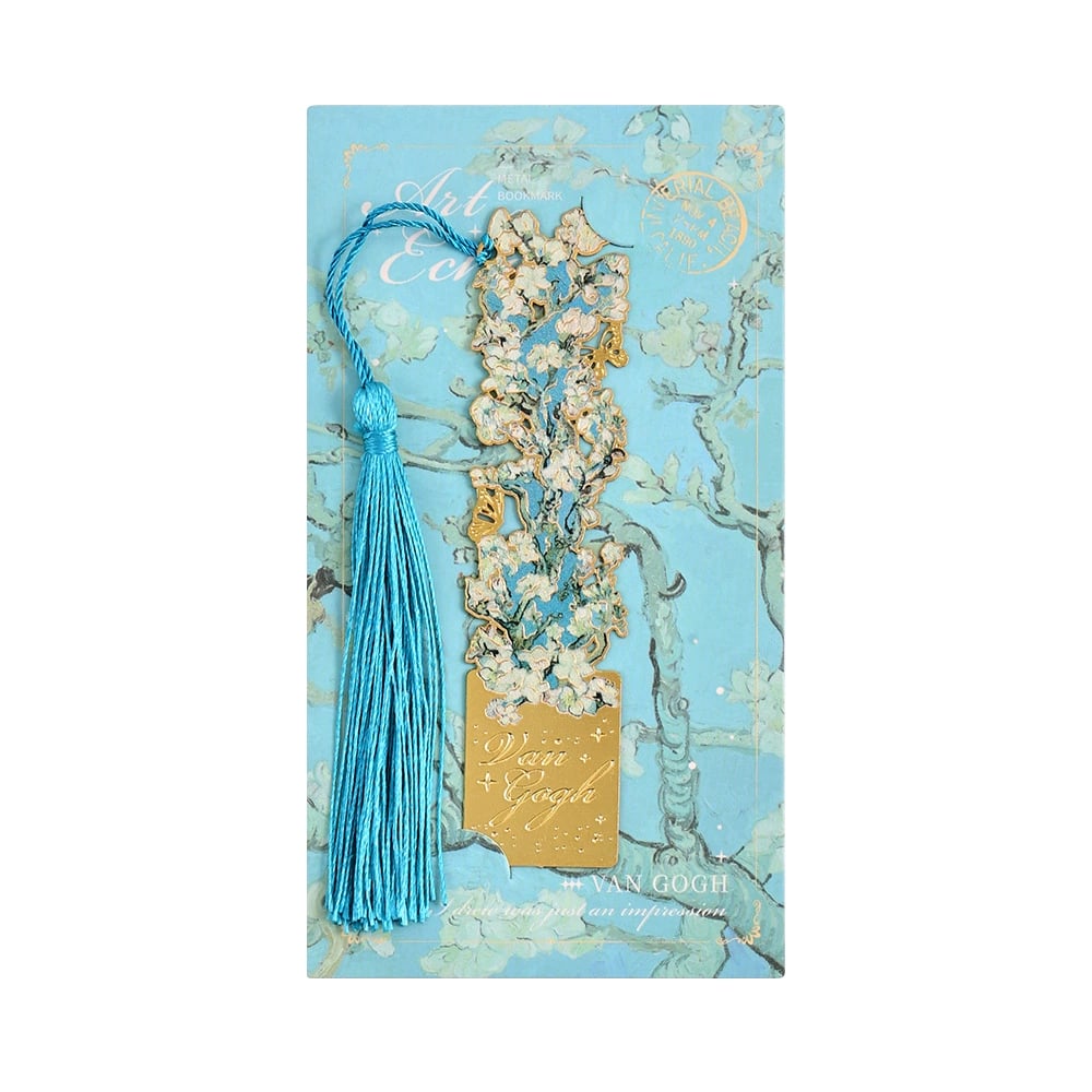 📚✨ 8-Piece Gold Metal Bookmark Set with Tassel – Van Gogh & Monet Inspired Gift for Book Lovers 🎨